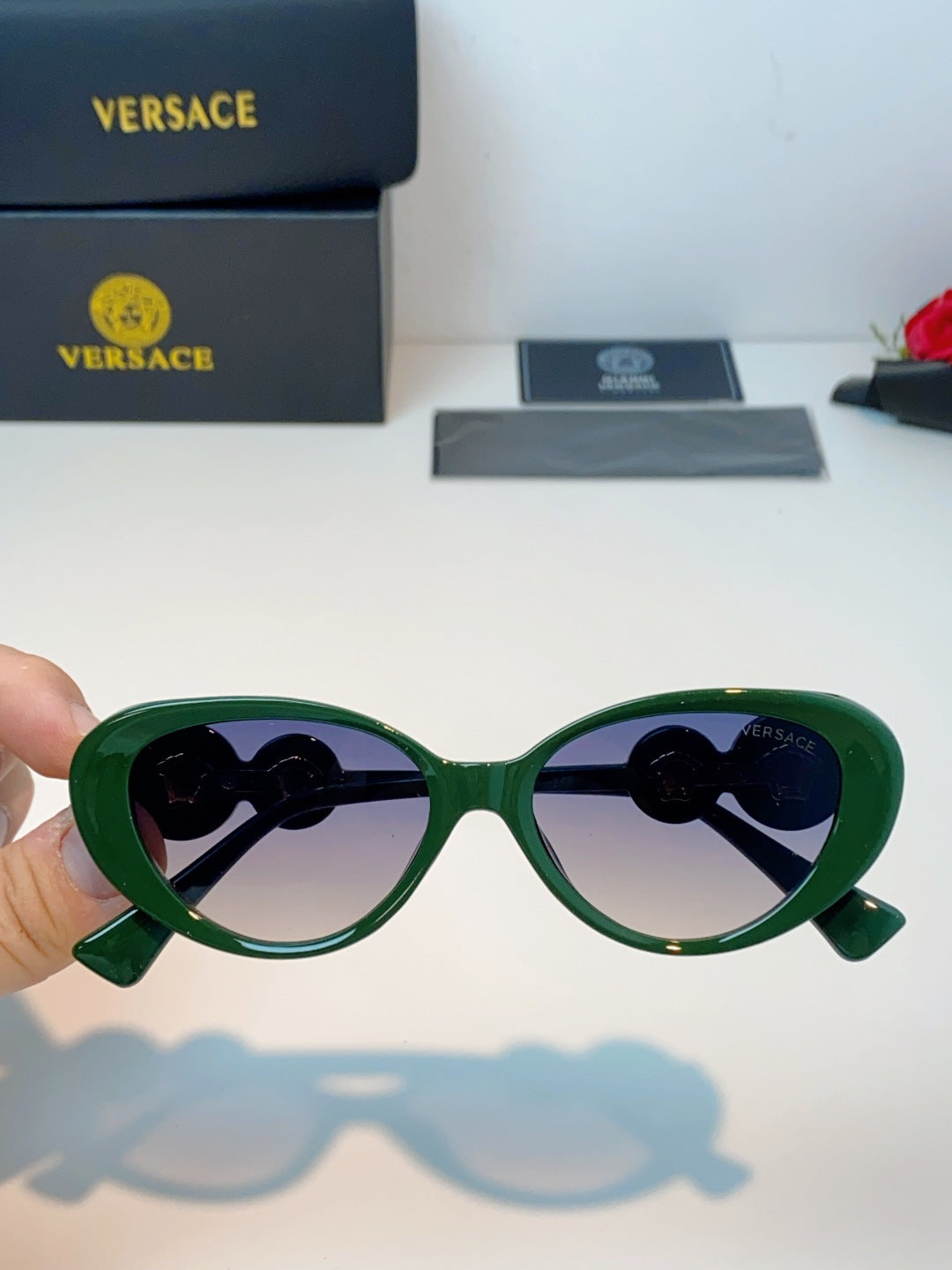 Versace Cat-Eye Green Lens Sunglasses for Men & Women - detail image 4