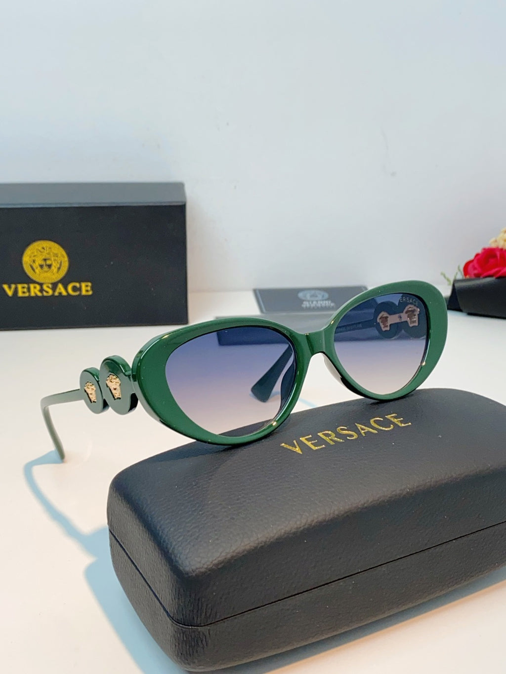 Versace Cat-Eye Green Lens Sunglasses for Men & Women - detail image 10