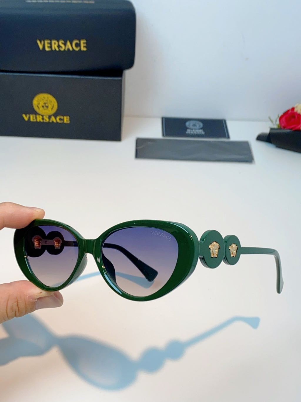 Versace Cat-Eye Green Lens Sunglasses for Men & Women - detail image 6