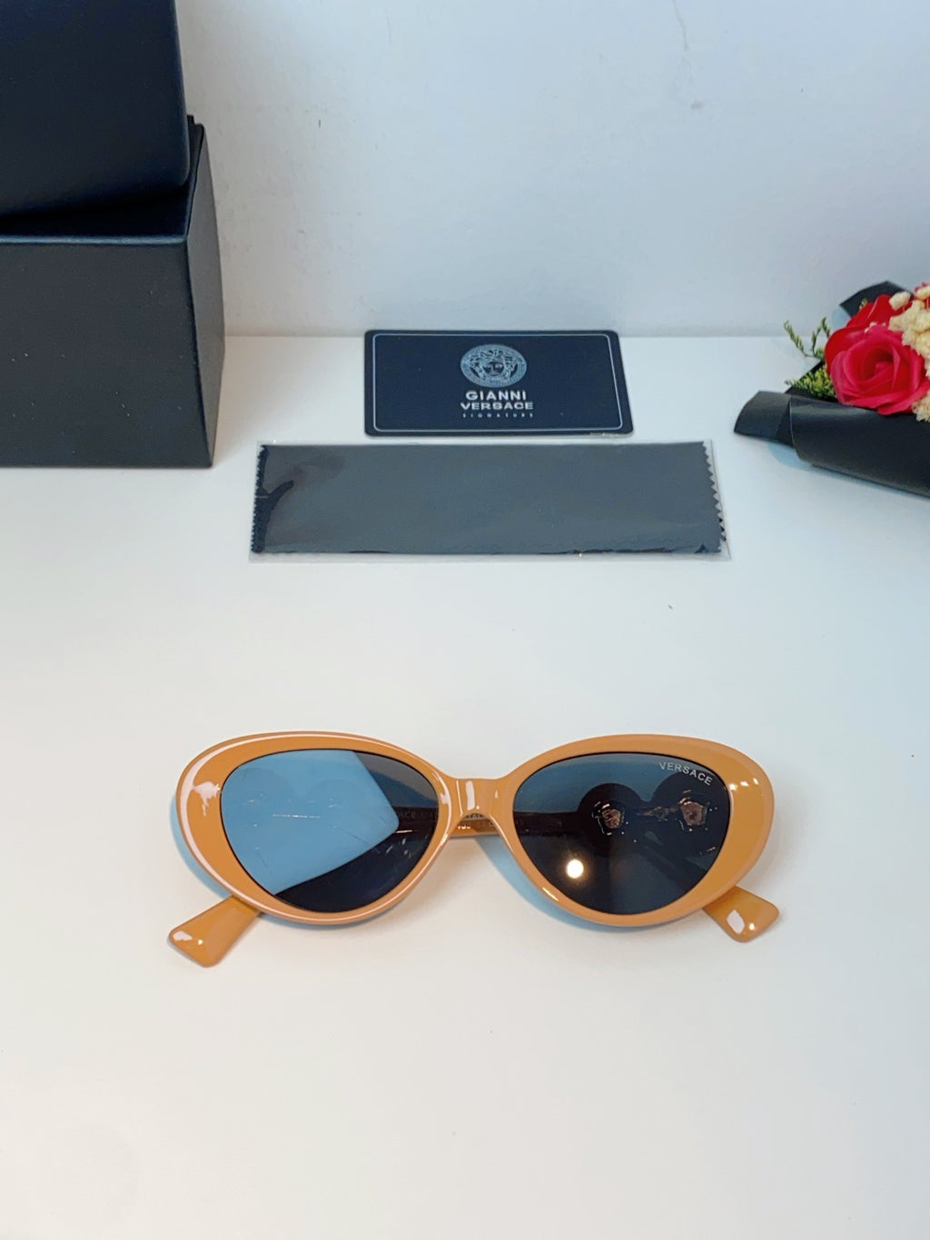 Versace Cat-Eye Orange Lens Sunglasses for Men & Women - detail image 8