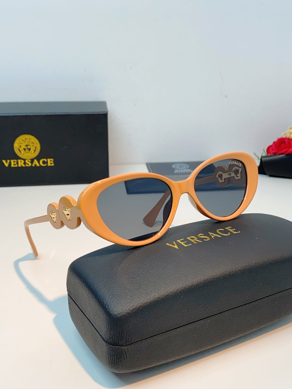 Versace Cat-Eye Orange Lens Sunglasses for Men & Women - detail image 9