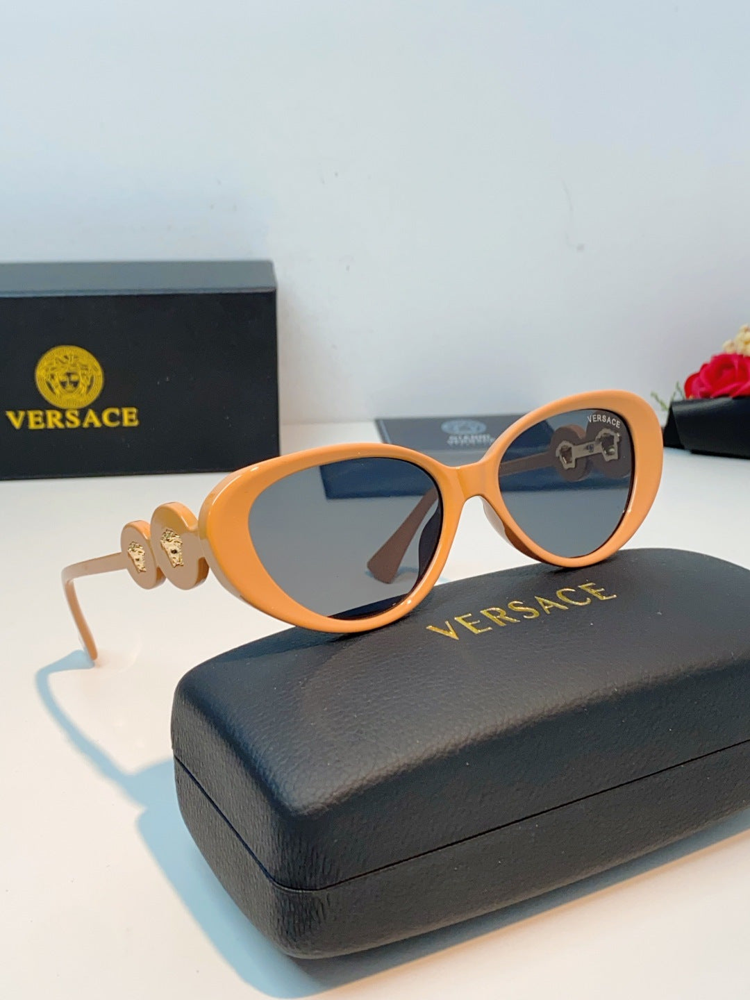 Versace Cat-Eye Orange Lens Sunglasses for Men & Women - detail image 9