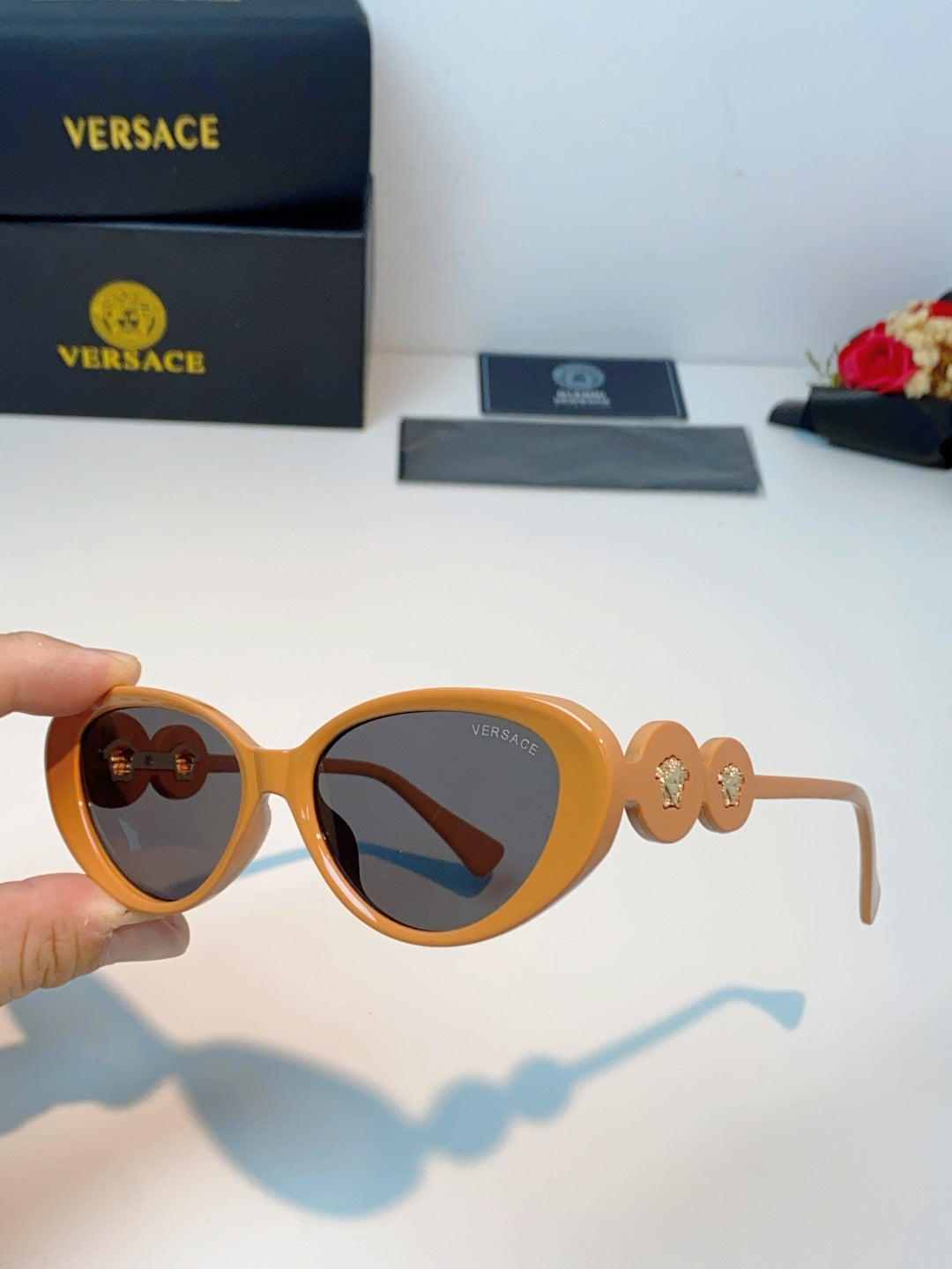 Versace Cat-Eye Orange Lens Sunglasses for Men & Women - detail image 5