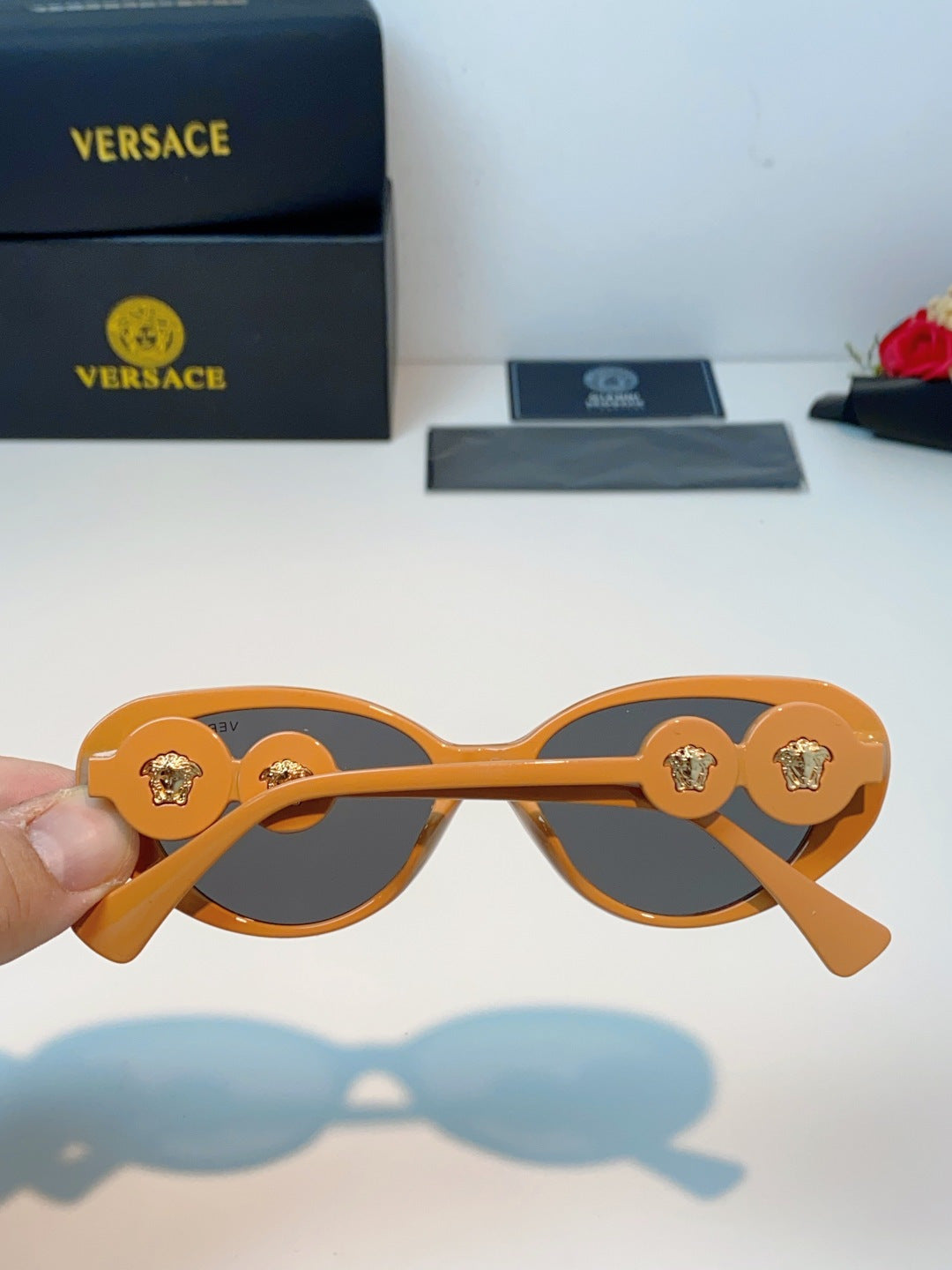 Versace Cat-Eye Orange Lens Sunglasses for Men & Women - detail image 4