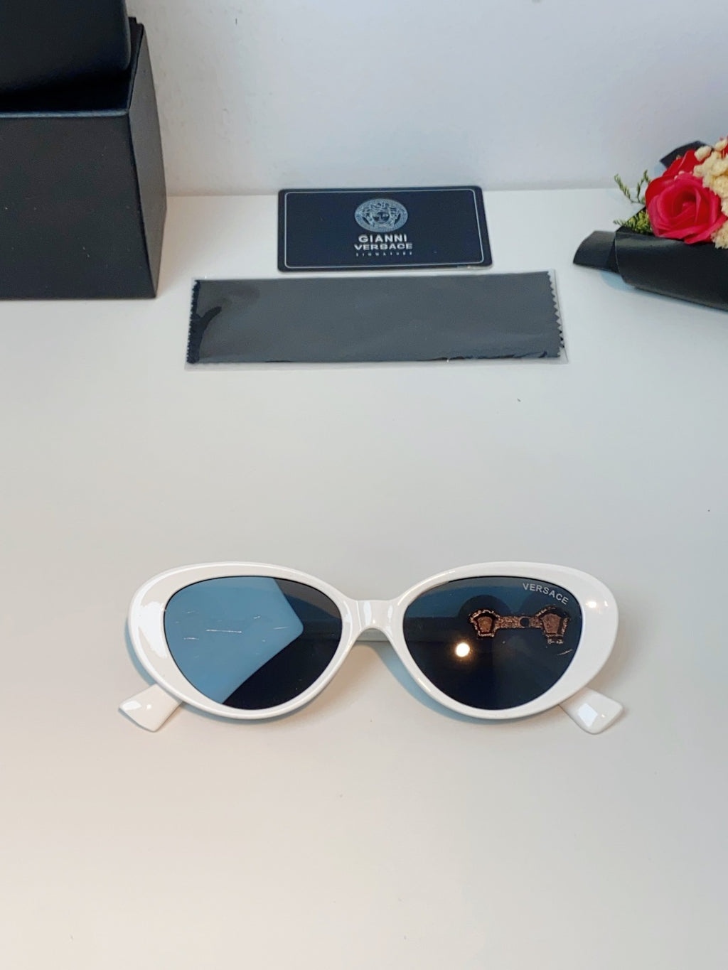 Versace Cat-Eye Gray Lens Sunglasses for Men & Women - detail image 9
