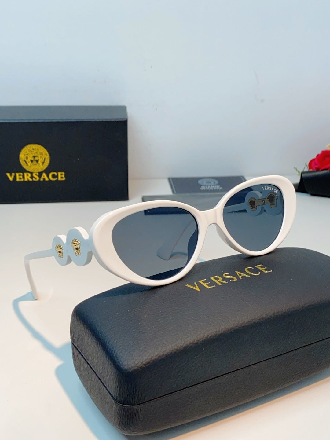 Versace Cat-Eye Gray Lens Sunglasses for Men & Women - detail image 10