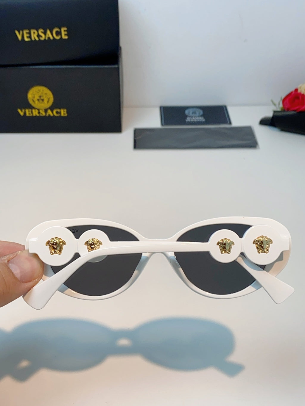 Versace Cat-Eye Gray Lens Sunglasses for Men & Women - detail image 5