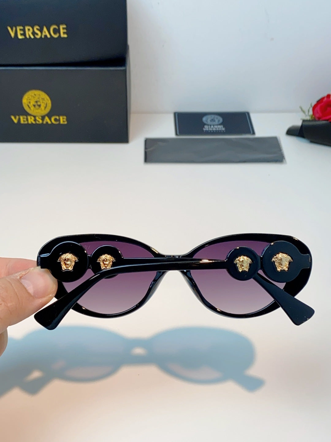 Versace Cat-Eye Black Lens Sunglasses for Men & Women - detail image 5