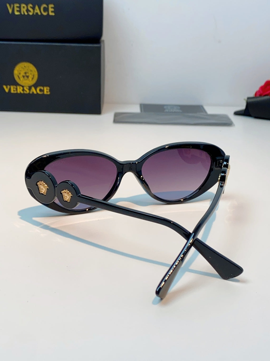 Versace Cat-Eye Black Lens Sunglasses for Men & Women - detail image 3