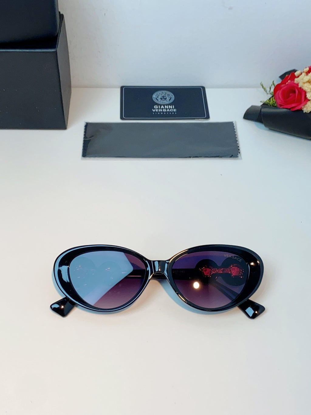 Versace Cat-Eye Black Lens Sunglasses for Men & Women - detail image 9
