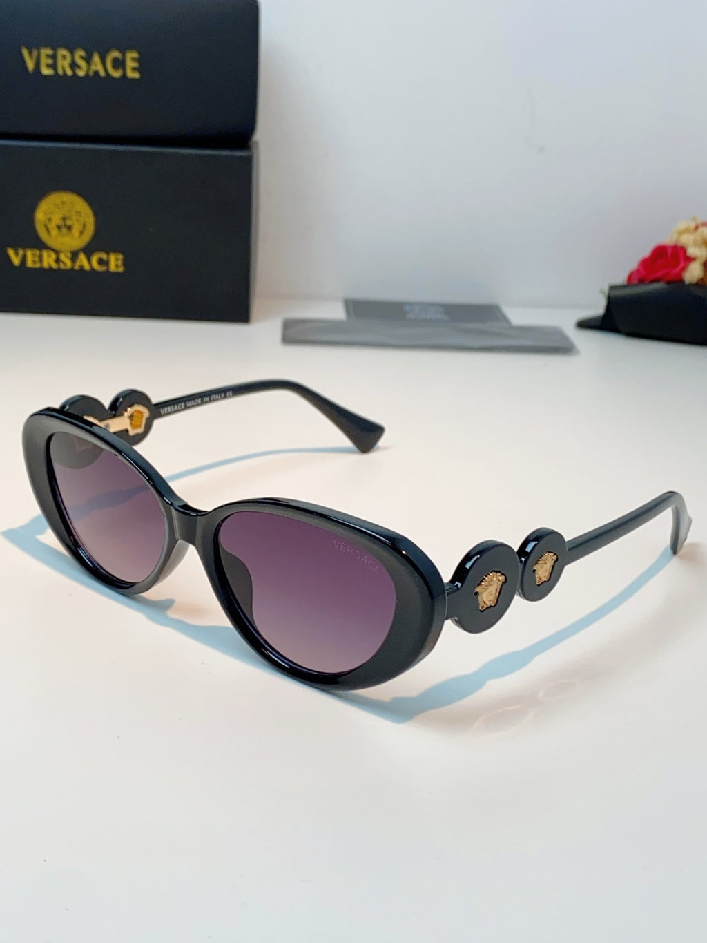 Versace Cat-Eye Black Lens Sunglasses for Men & Women