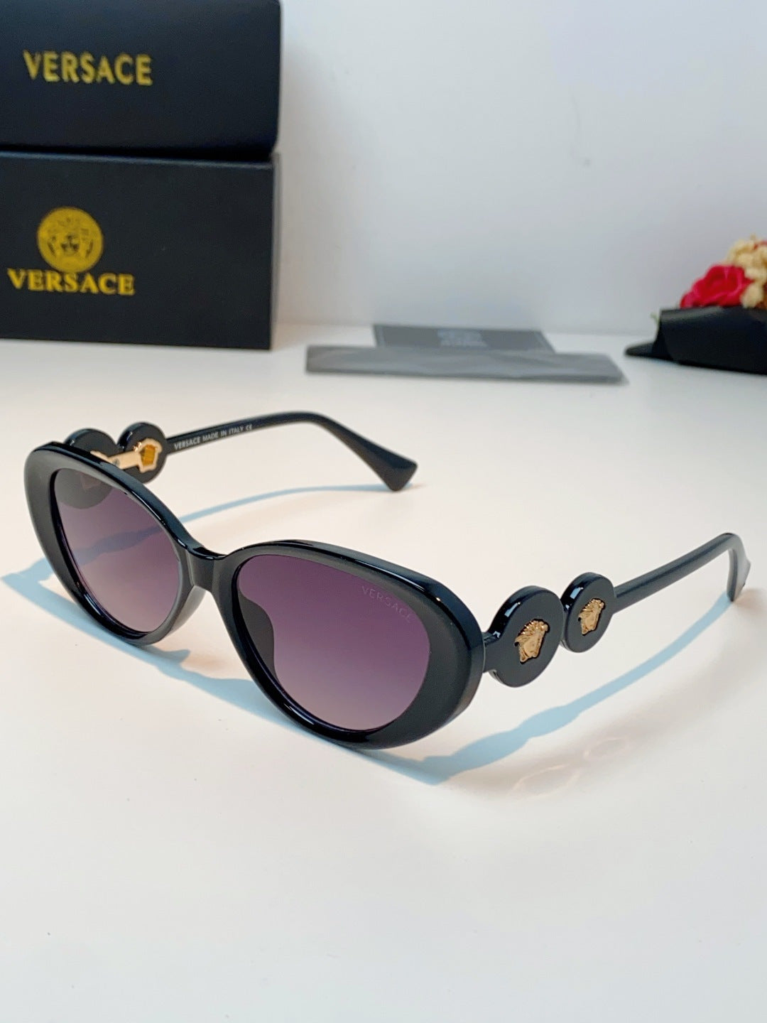 Versace Cat-Eye Black Lens Sunglasses for Men & Women
