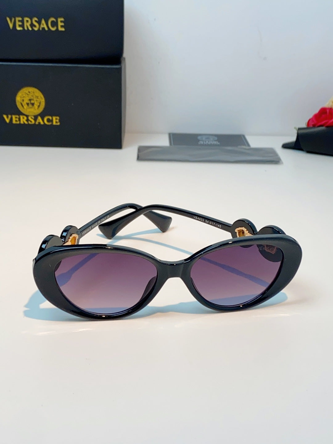 Versace Cat-Eye Black Lens Sunglasses for Men & Women - detail image 2