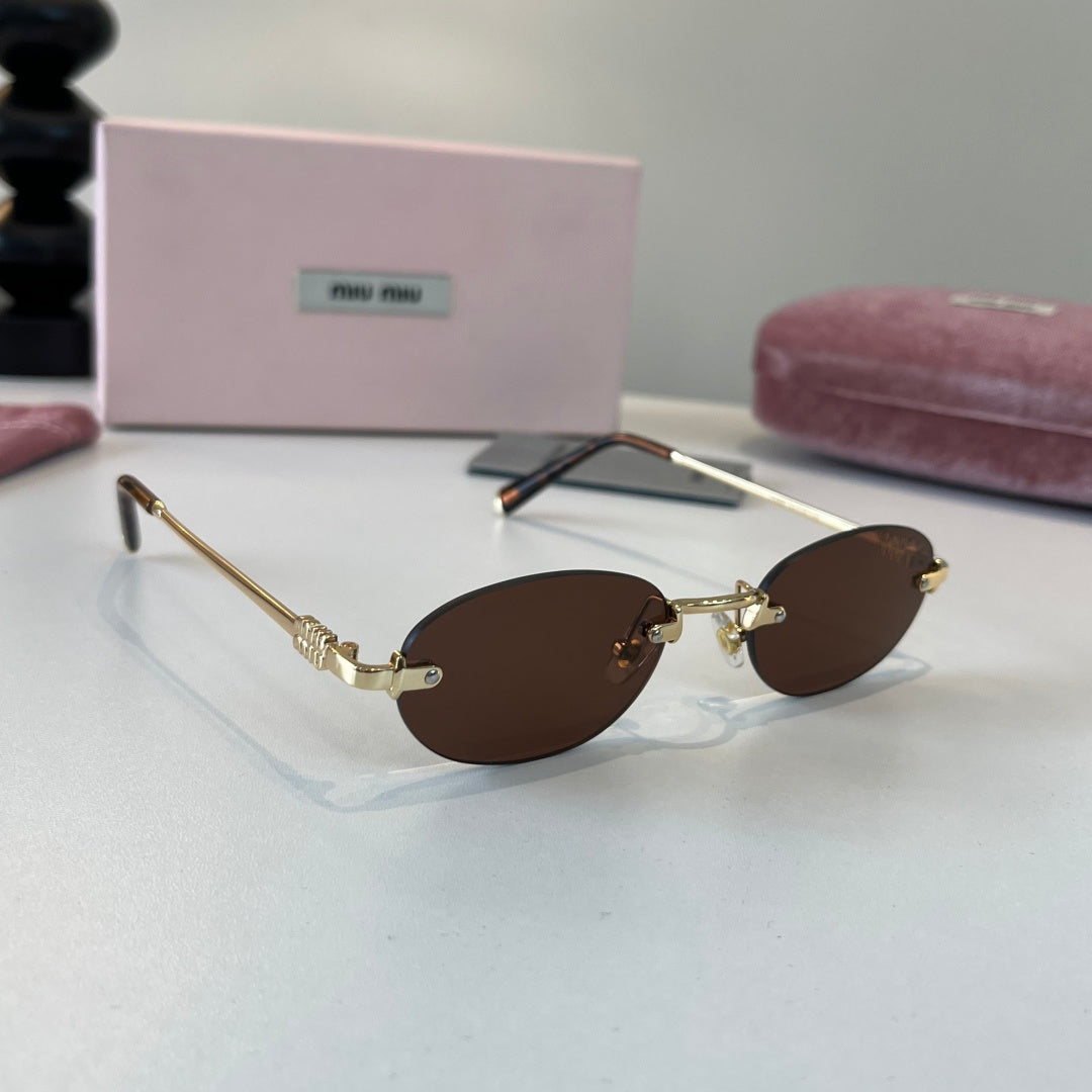 Miu Miu Metal Fashion Brown Lens Sunglasses for Men & Women - 449773