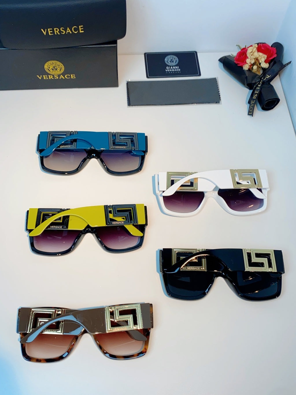 Versace Metal Square Blue Lens Sunglasses for Men & Women - 372485 - detail image 11