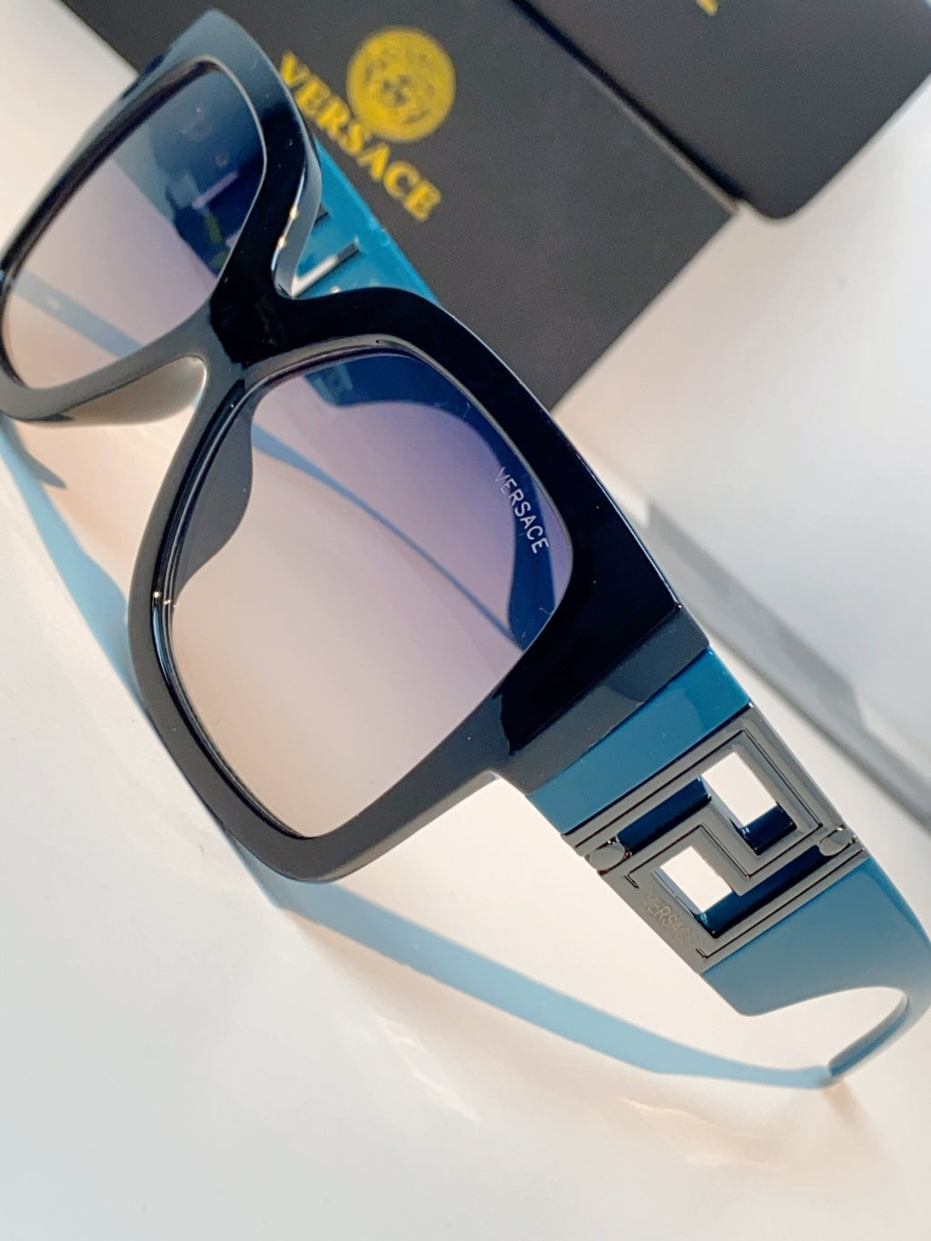Versace Metal Square Blue Lens Sunglasses for Men & Women - 372481 - detail image 7