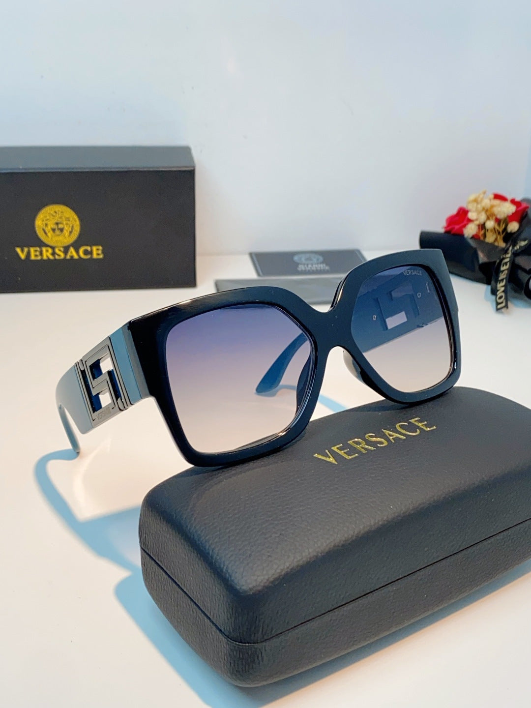 Versace Metal Square Blue Lens Sunglasses for Men & Women - 372481 - detail image 10