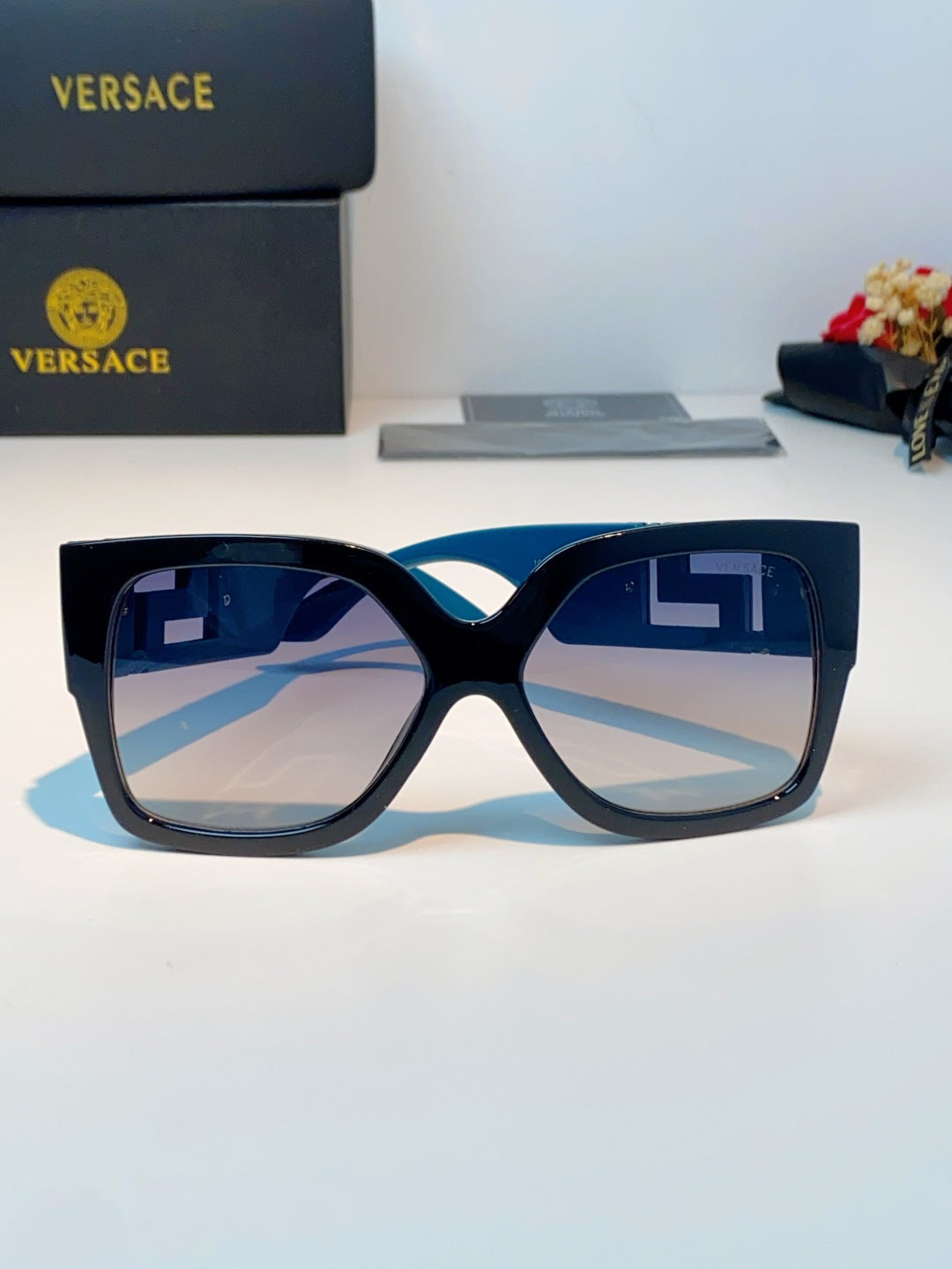 Versace Metal Square Blue Lens Sunglasses for Men & Women - 372481 - detail image 2