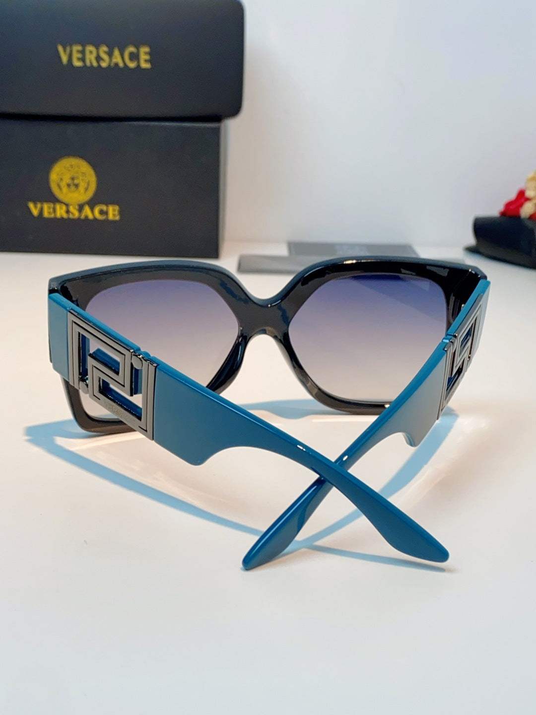 Versace Metal Square Blue Lens Sunglasses for Men & Women - 372481 - detail image 3
