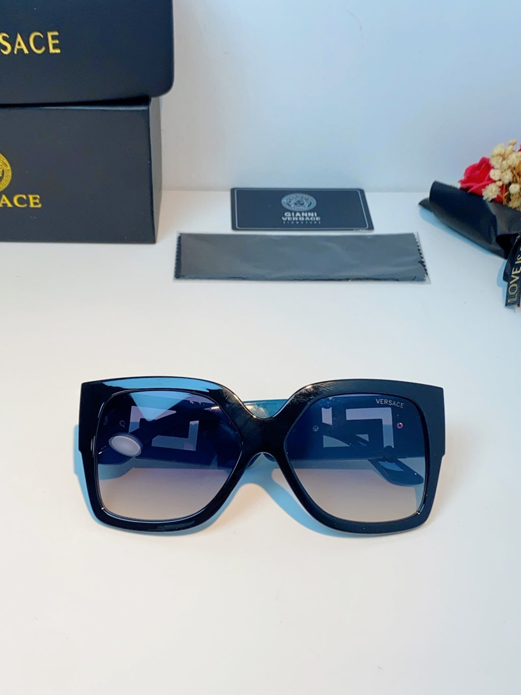 Versace Metal Square Blue Lens Sunglasses for Men & Women - 372481 - detail image 9