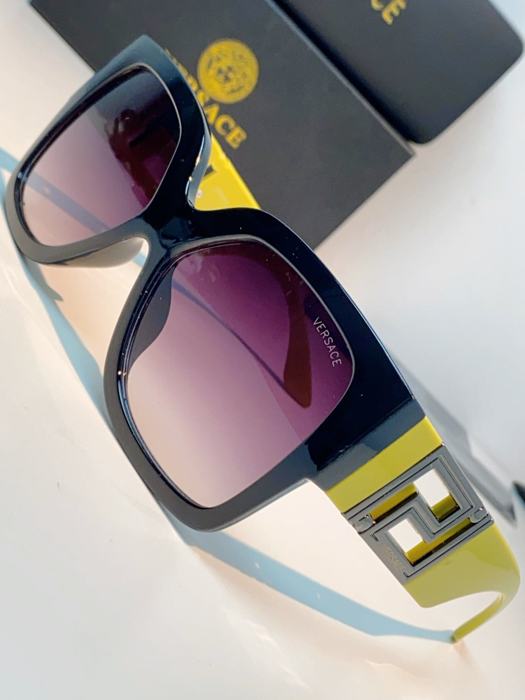 Versace Metal Square Purple Lens Sunglasses for Men & Women - 372482 - detail image 7