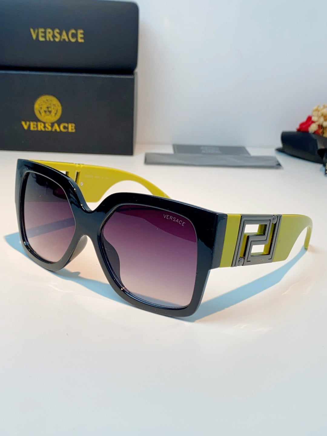 Versace Metal Square Purple Lens Sunglasses for Men & Women - 372482