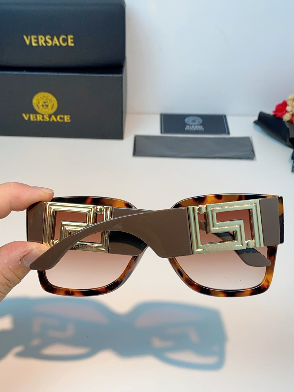 Versace Metal Square Red Lens Sunglasses for Men & Women - detail image 5