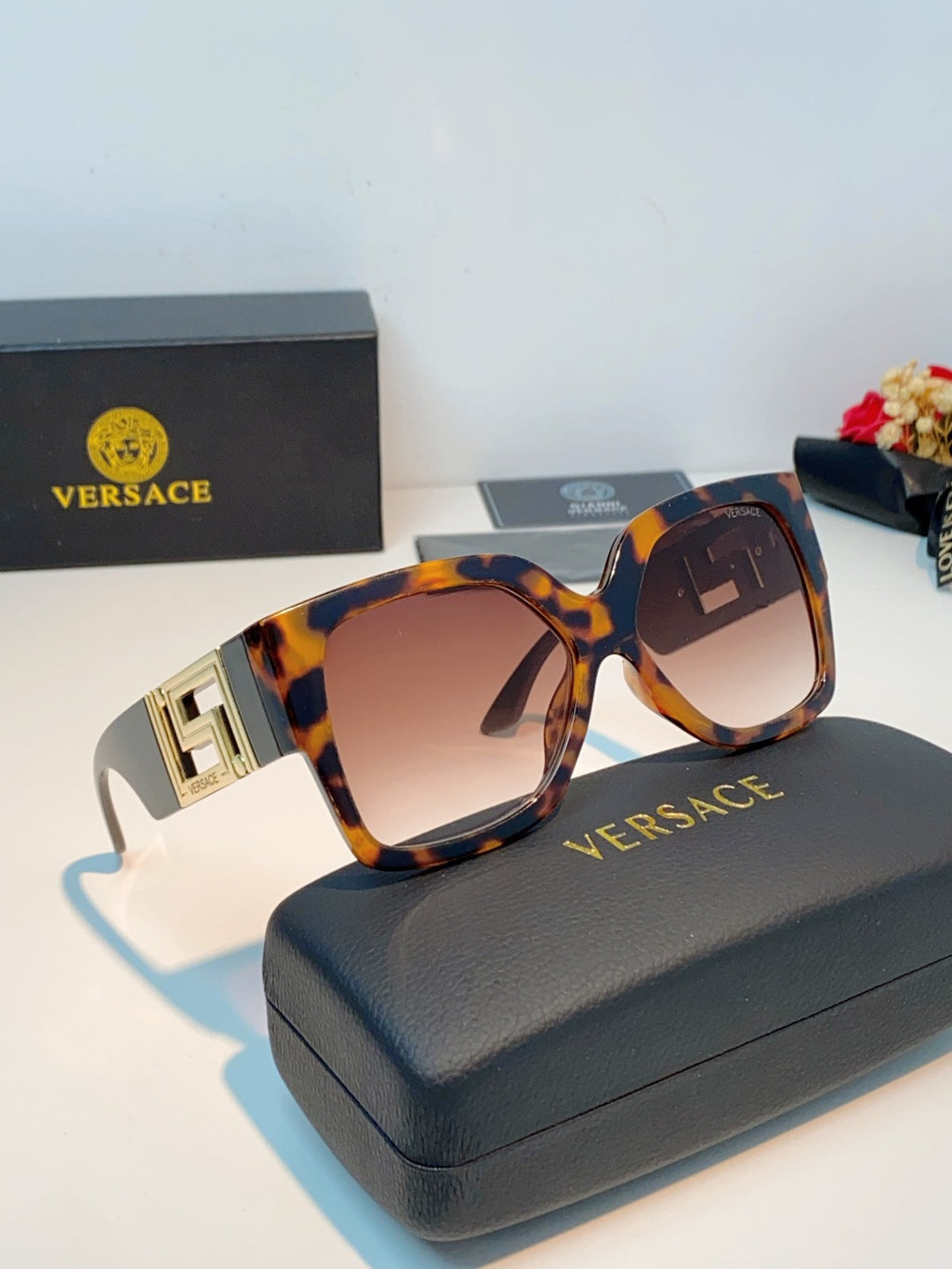 Versace Metal Square Red Lens Sunglasses for Men & Women - detail image 10