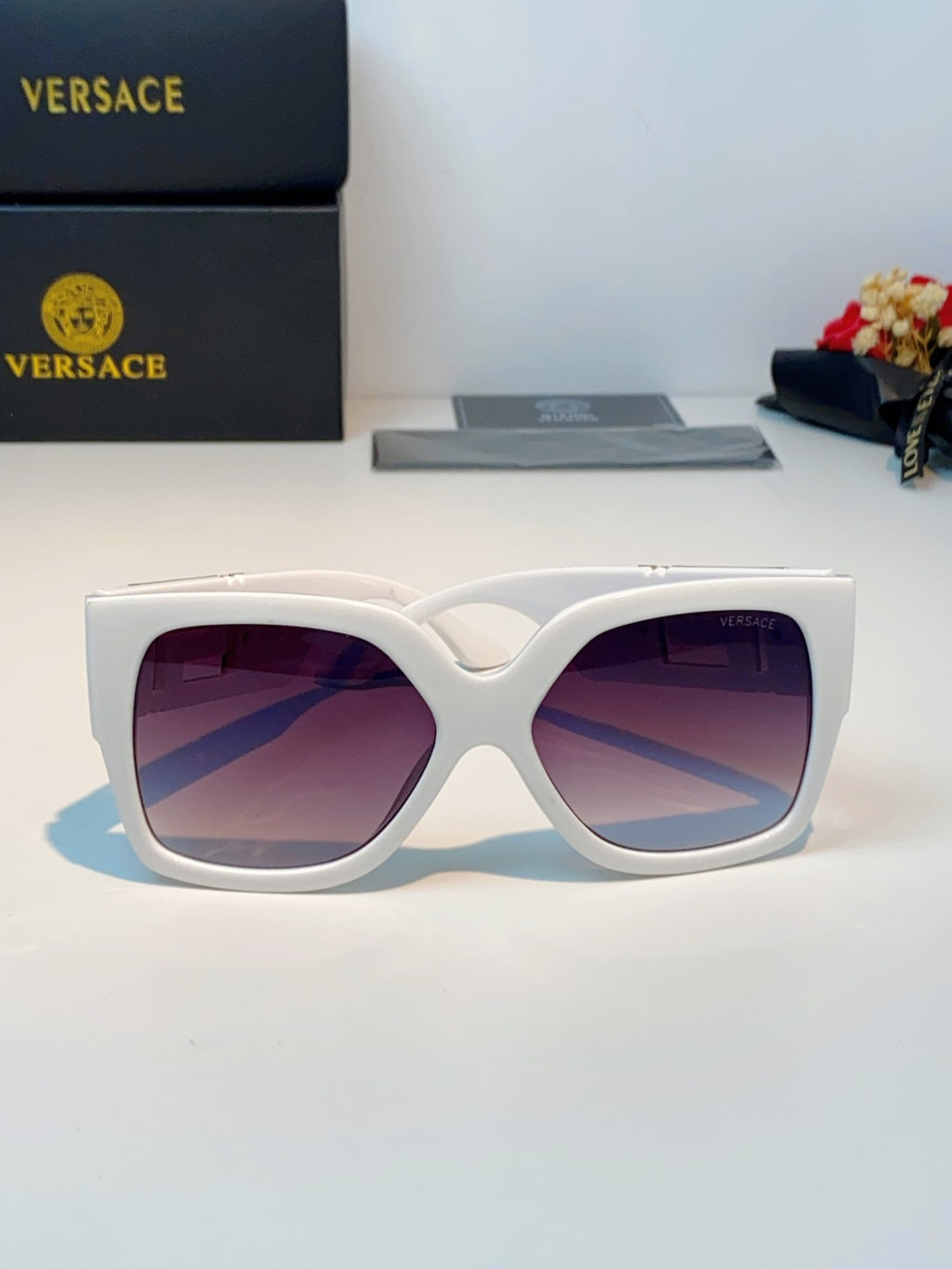 Versace Metal Square Purple Lens Sunglasses for Men & Women - 372484 - detail image 2