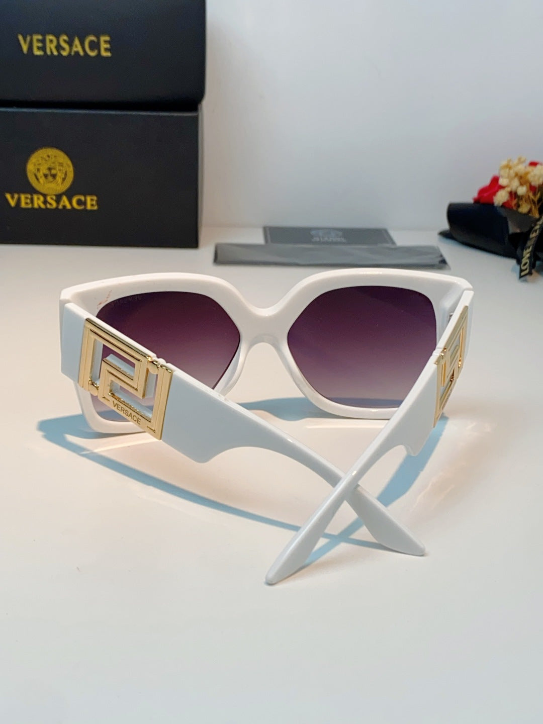 Versace Metal Square Purple Lens Sunglasses for Men & Women - 372484 - detail image 3