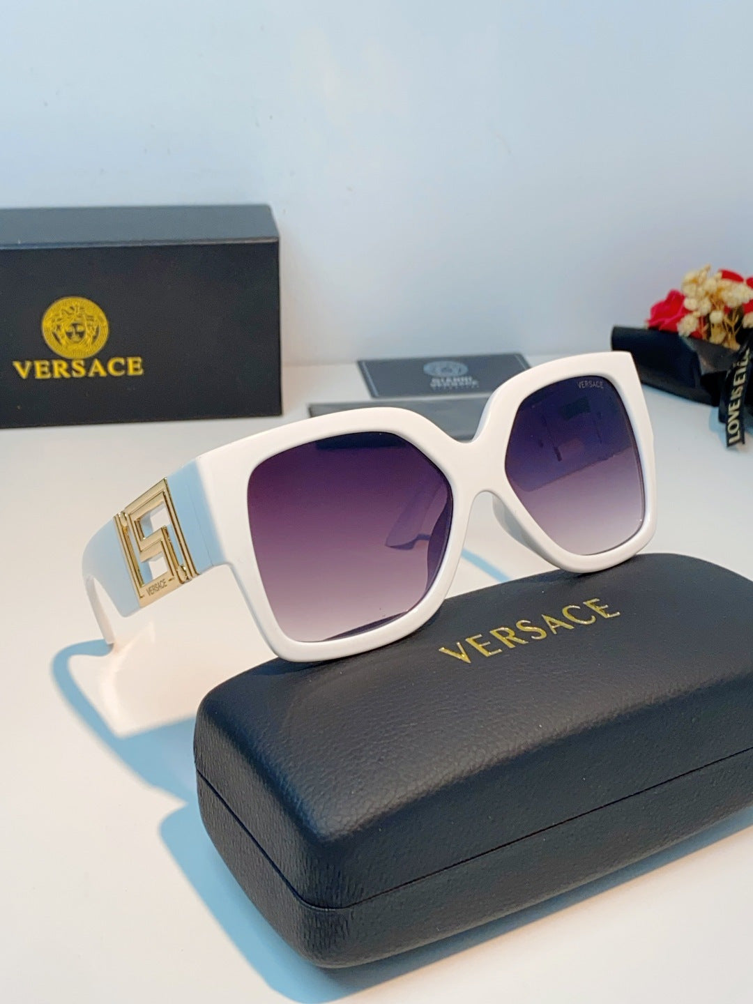 Versace Metal Square Purple Lens Sunglasses for Men & Women - 372484 - detail image 10