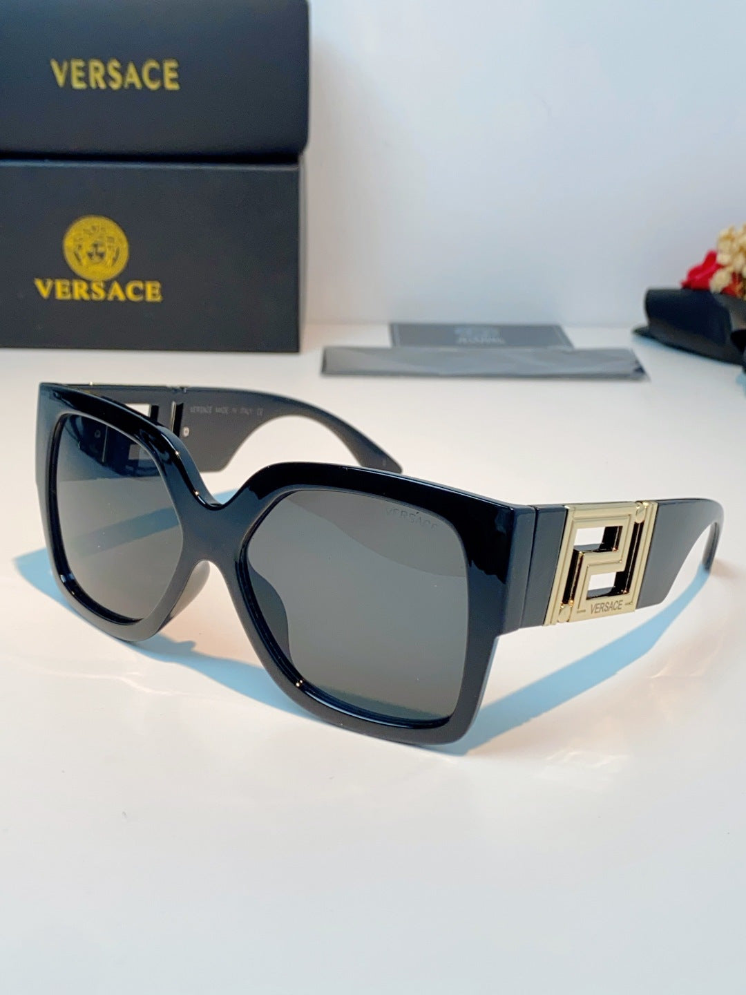 Versace Metal Square Blue Lens Sunglasses for Men & Women - 372485