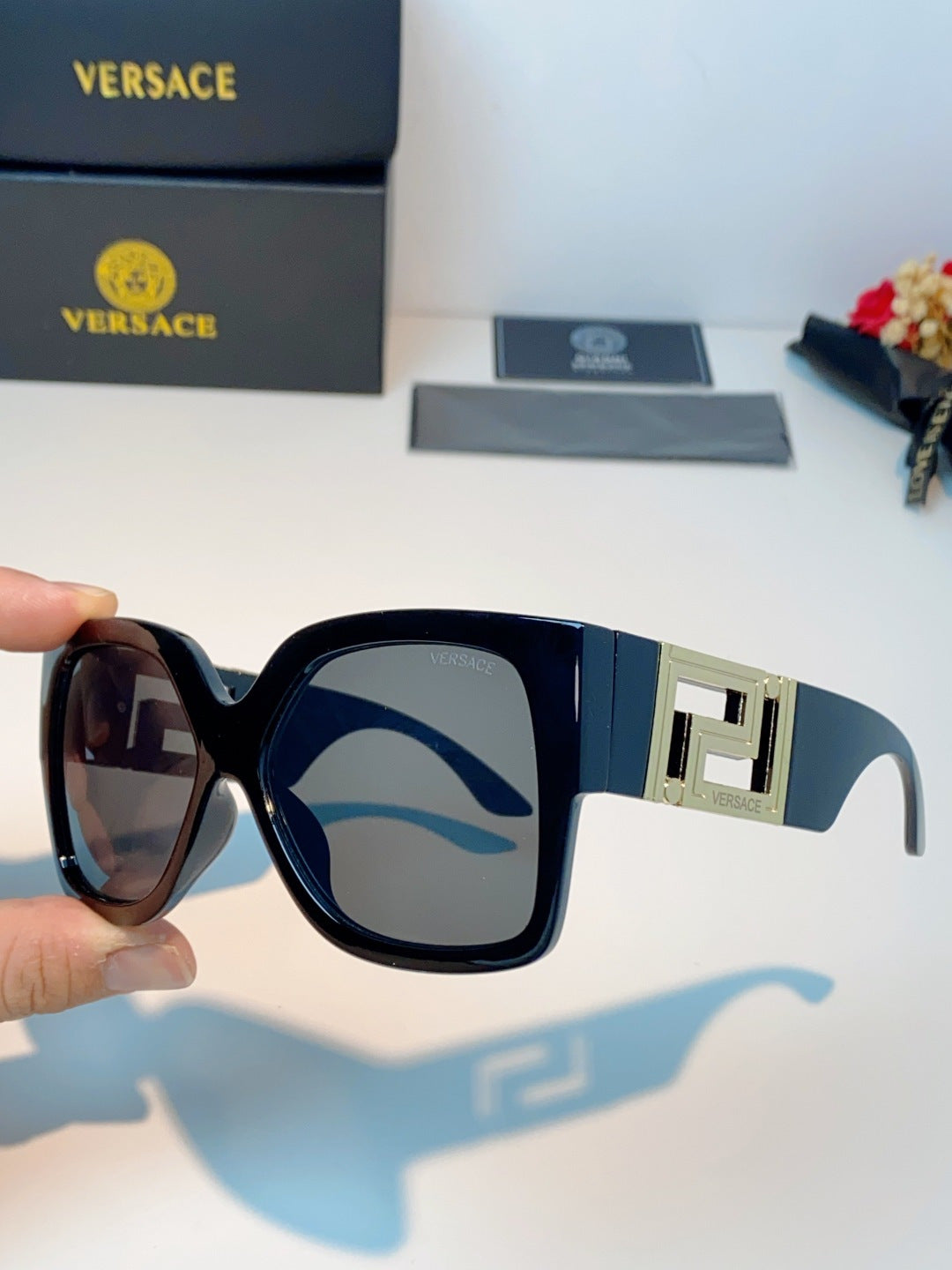Versace Metal Square Blue Lens Sunglasses for Men & Women - 372485 - detail image 6
