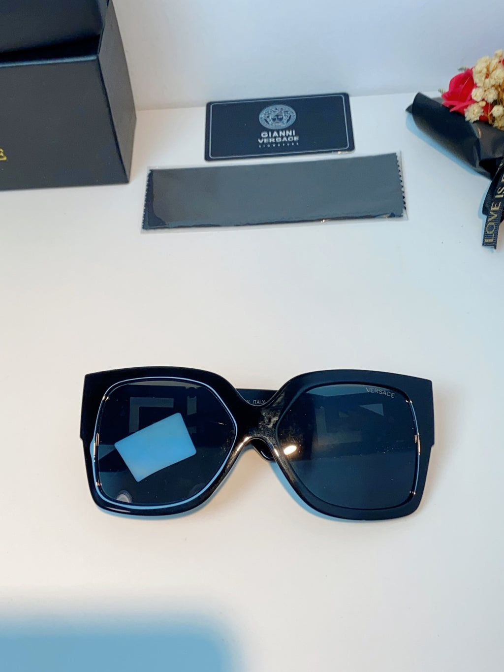 Versace Metal Square Blue Lens Sunglasses for Men & Women - 372485 - detail image 9