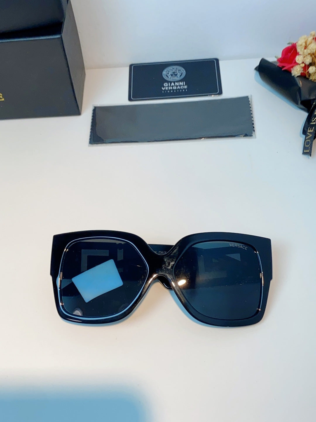 Versace Metal Square Blue Lens Sunglasses for Men & Women - 372485 - detail image 9