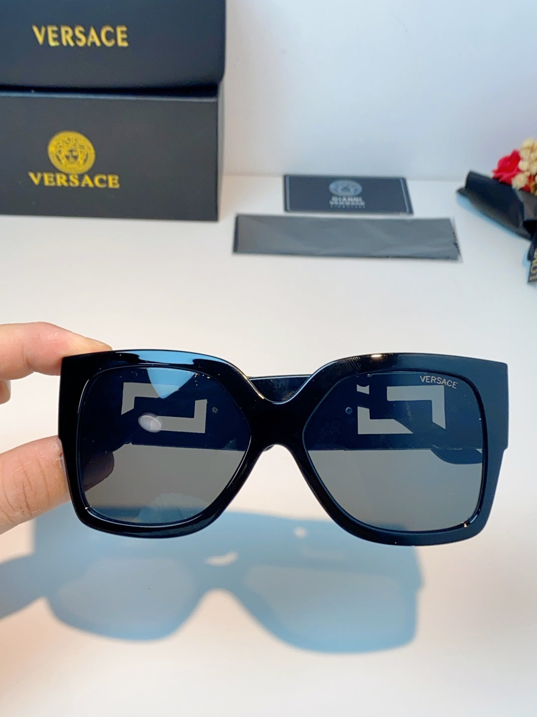 Versace Metal Square Blue Lens Sunglasses for Men & Women - 372485 - detail image 4