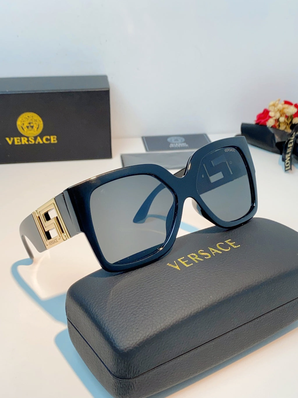 Versace Metal Square Blue Lens Sunglasses for Men & Women - 372485 - detail image 10