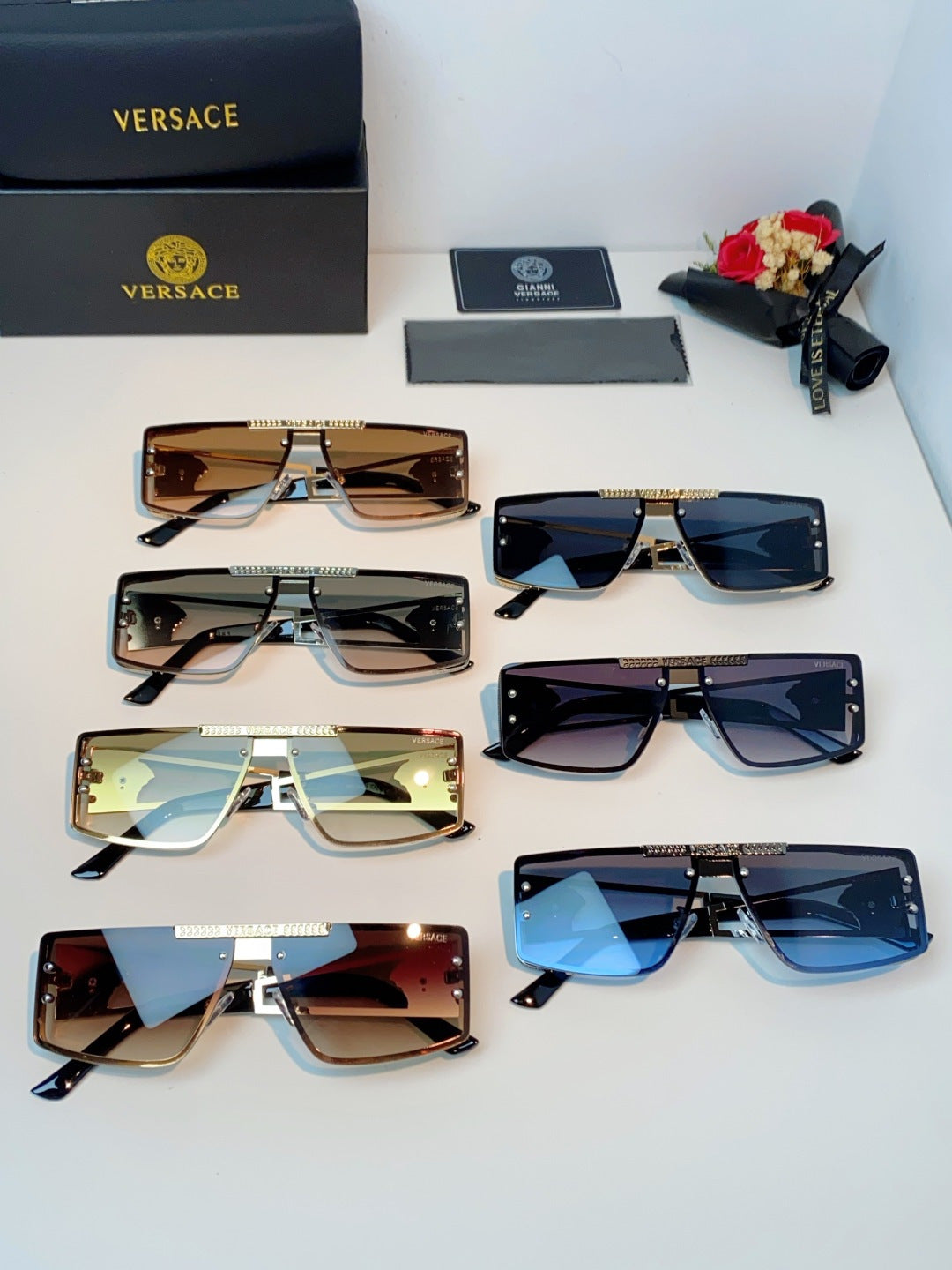 Versace Metal Square Gold Lens Sunglasses for Men & Women - detail image 12