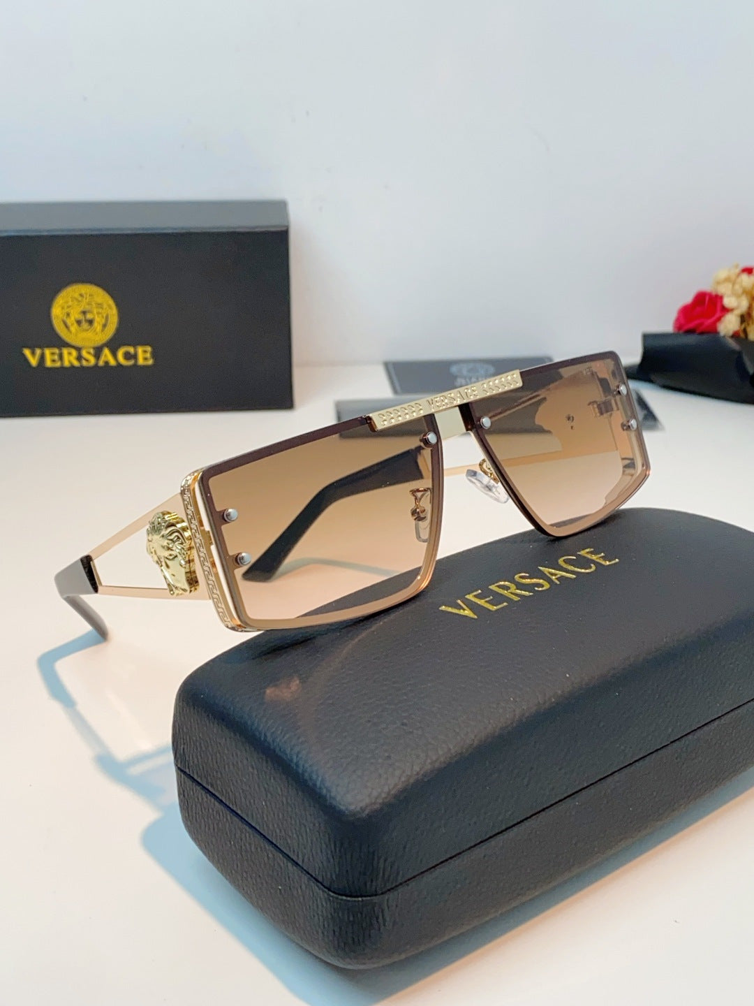 Versace Metal Square Gold Lens Sunglasses for Men & Women - 372494 - detail image 10