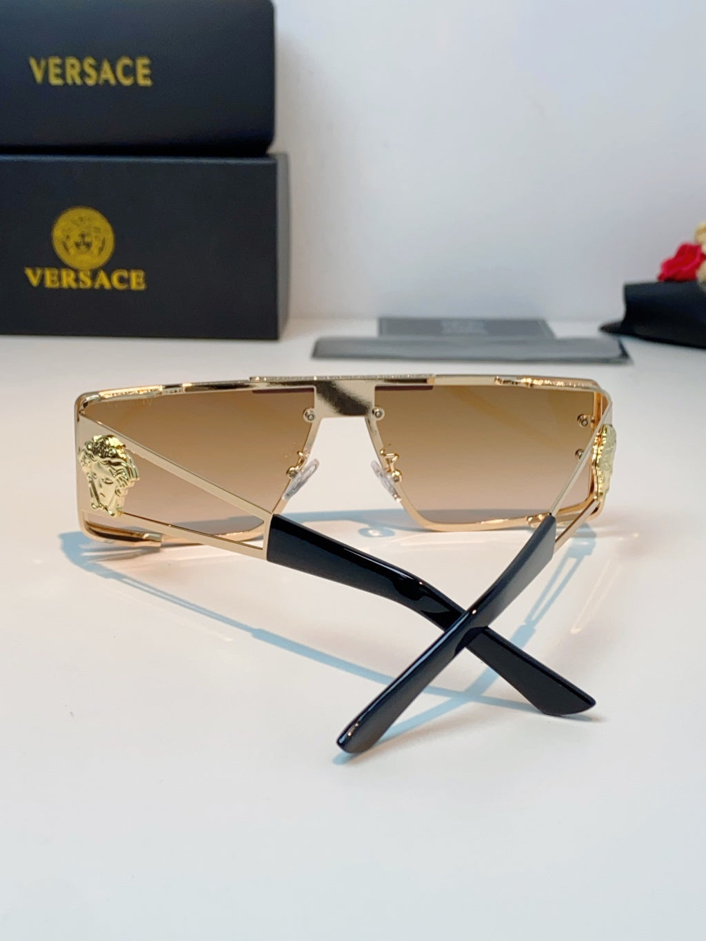 Versace Metal Square Gold Lens Sunglasses for Men & Women - 372494 - detail image 3
