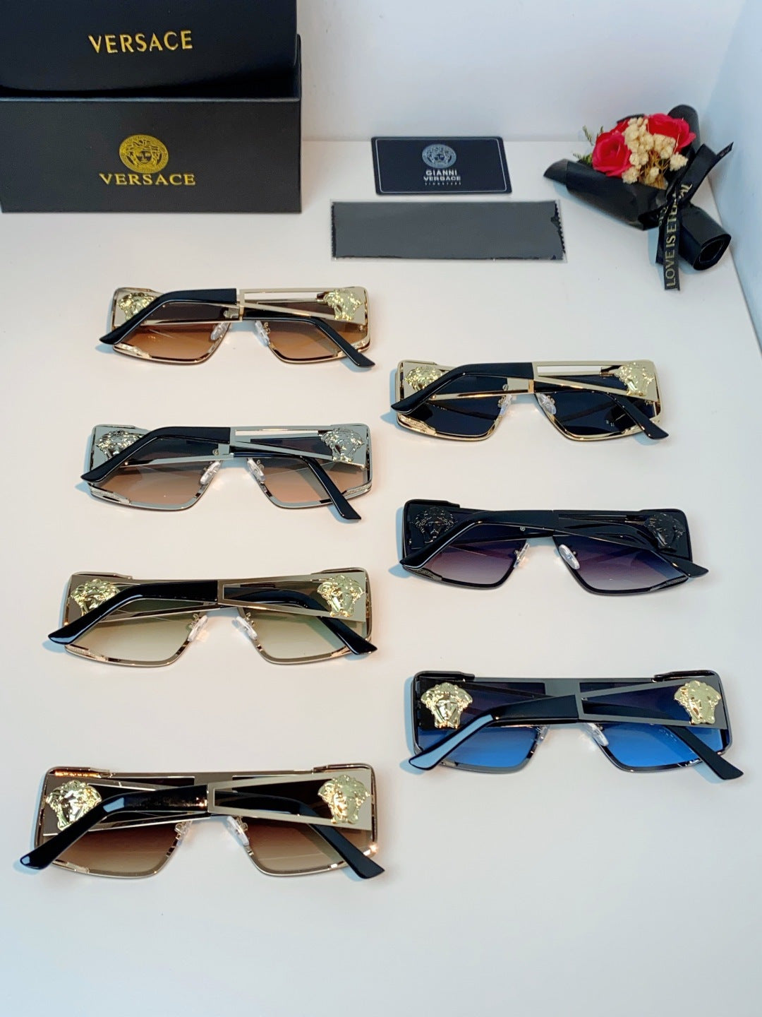 Versace Metal Square Gray Lens Sunglasses for Men & Women - 372499 - detail image 11
