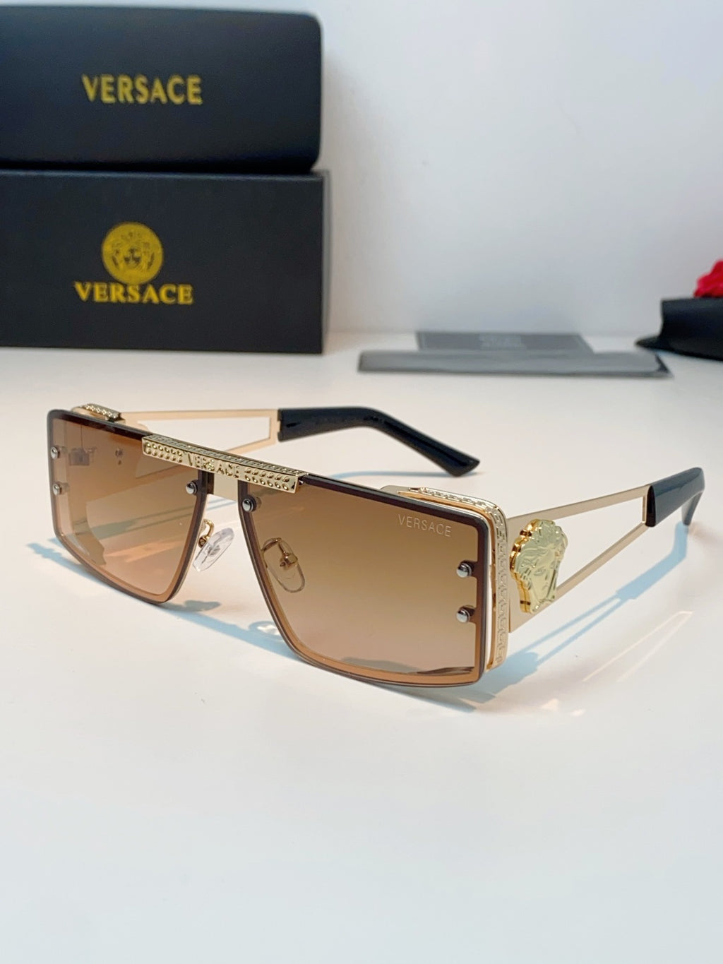 Versace Metal Square Gold Lens Sunglasses for Men & Women - 372494