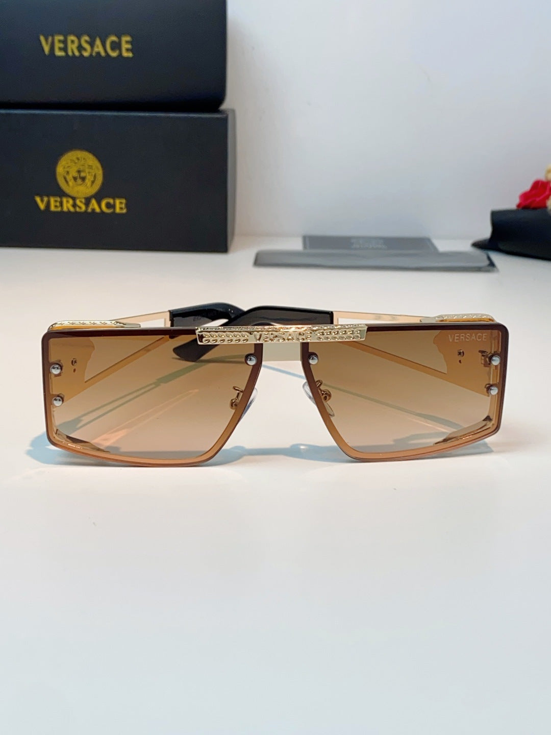 Versace Metal Square Gold Lens Sunglasses for Men & Women - 372494 - detail image 2