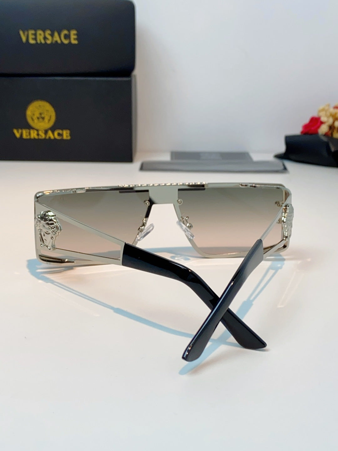 Versace Metal Square Gray Lens Sunglasses for Men & Women - 372495 - detail image 3