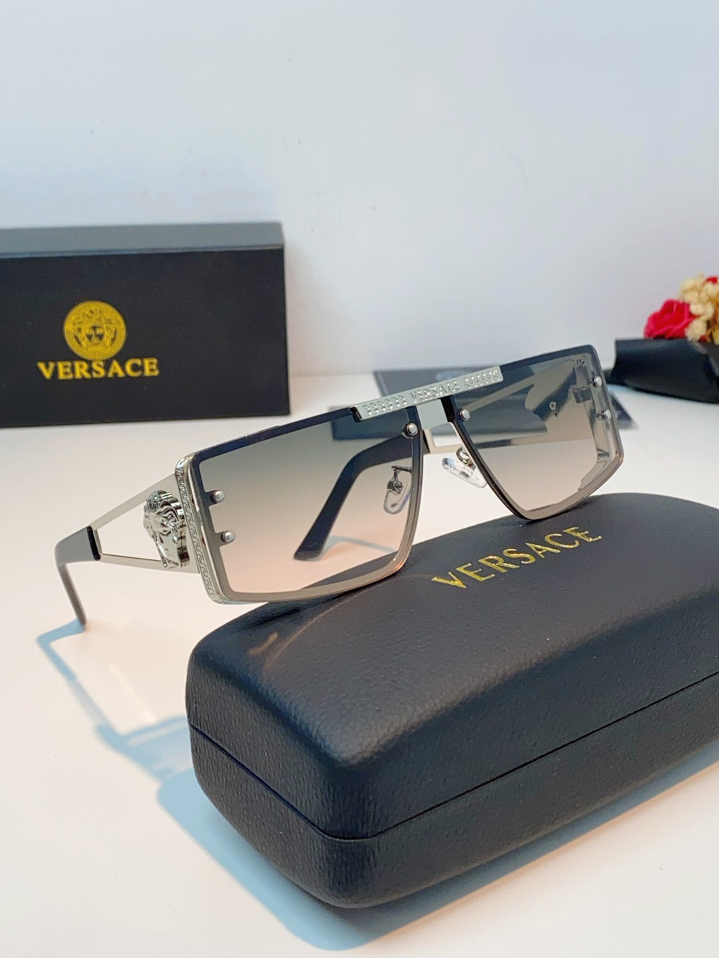 Versace Metal Square Gray Lens Sunglasses for Men & Women - 372495 - detail image 10