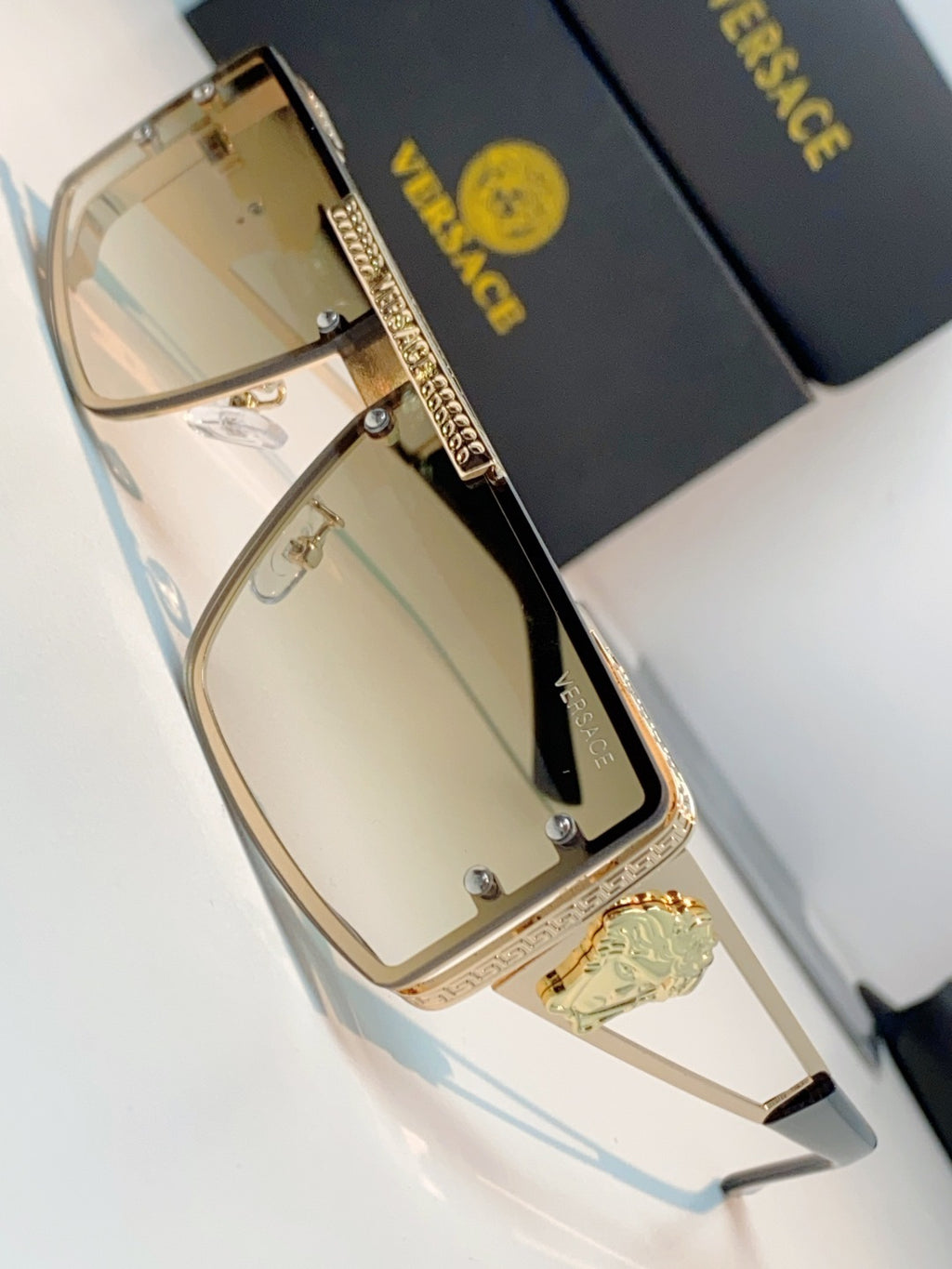 Versace Metal Square Gold Lens Sunglasses for Men & Women - detail image 7