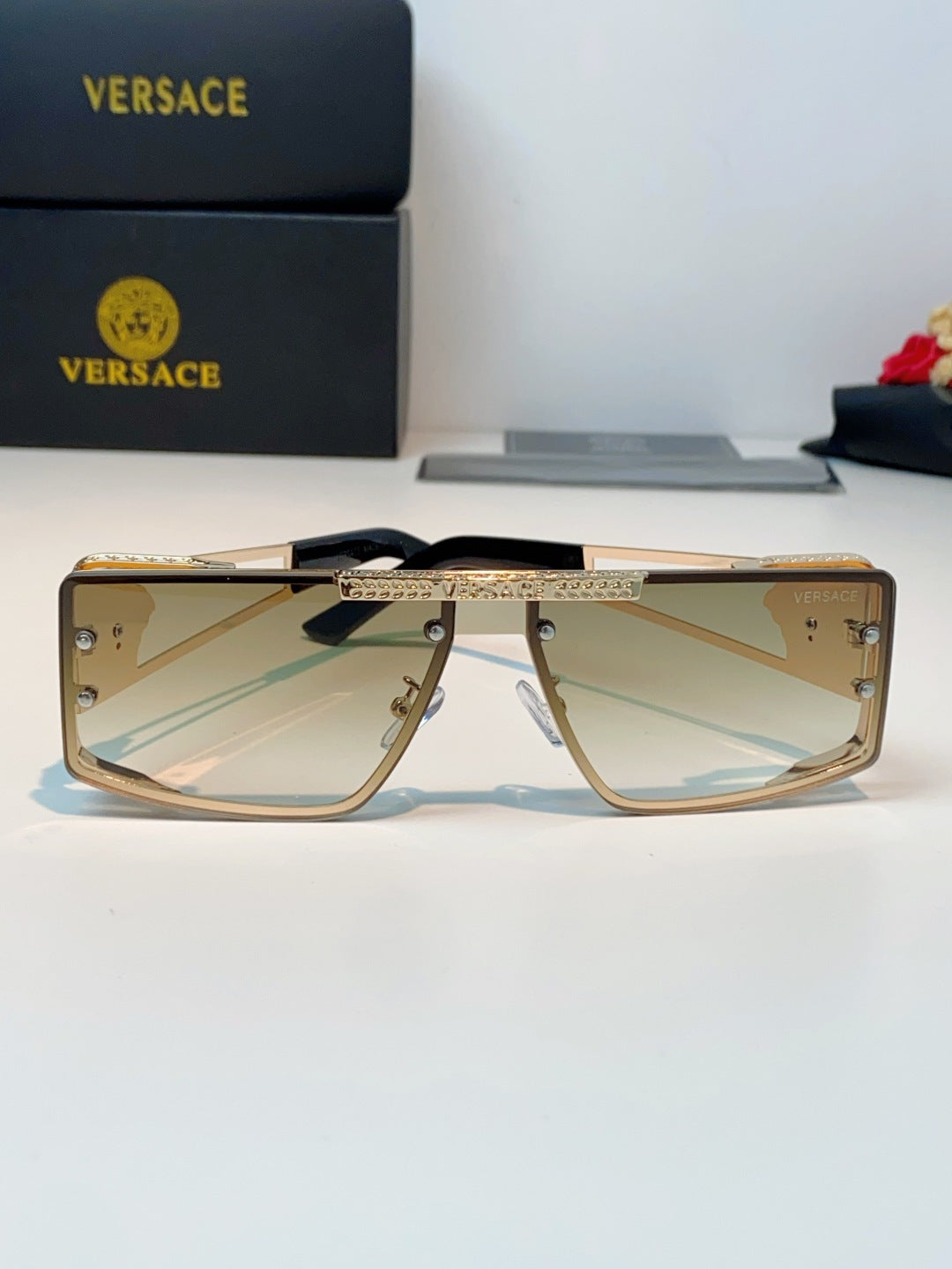 Versace Metal Square Gold Lens Sunglasses for Men & Women - detail image 2