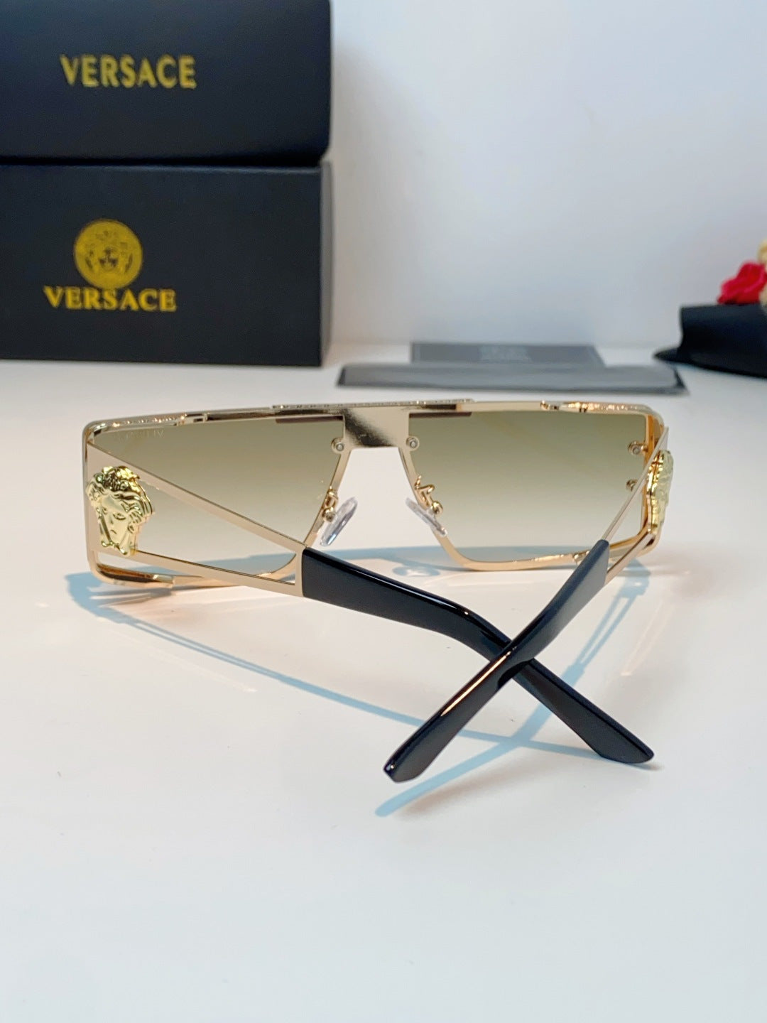 Versace Metal Square Gold Lens Sunglasses for Men & Women - detail image 3
