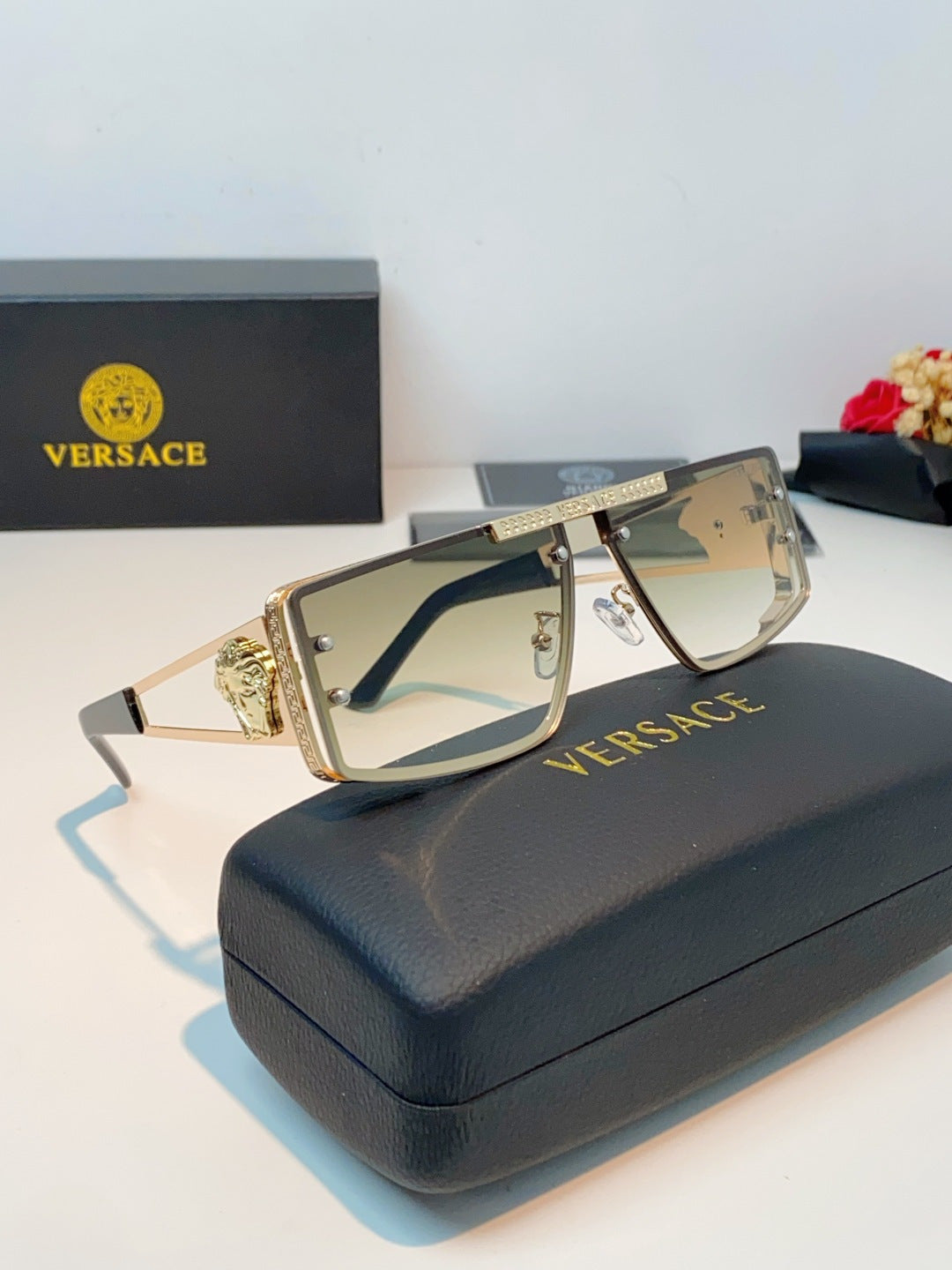 Versace Metal Square Gold Lens Sunglasses for Men & Women - detail image 10