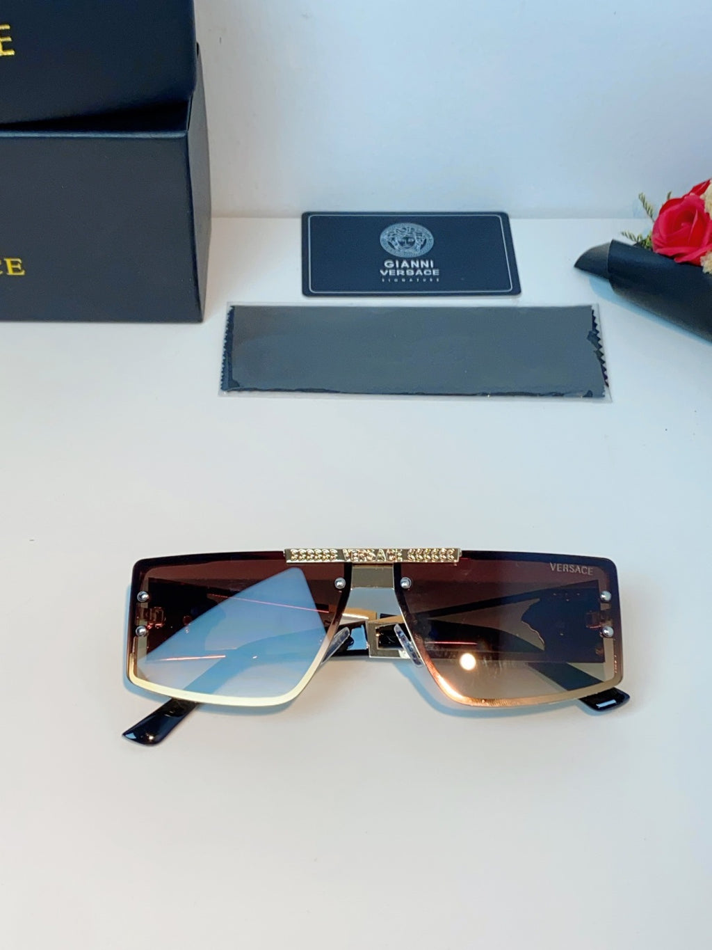 Versace Metal Square Brown Lens Sunglasses for Men & Women - 372497 - detail image 9
